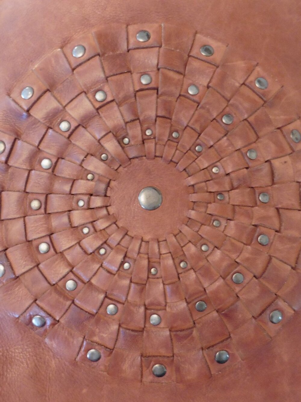 Woven Sunburst Leather Crossbody Bag - Brown - Picture 7 of 7